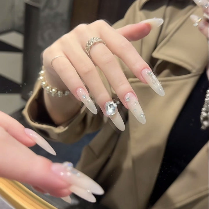 Rhinestone-Embellished Stiletto Nail Extensions