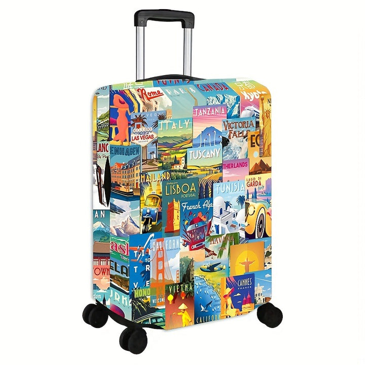 Women's Hard Shell Suitcase with Creative Travel Motif Kalsten