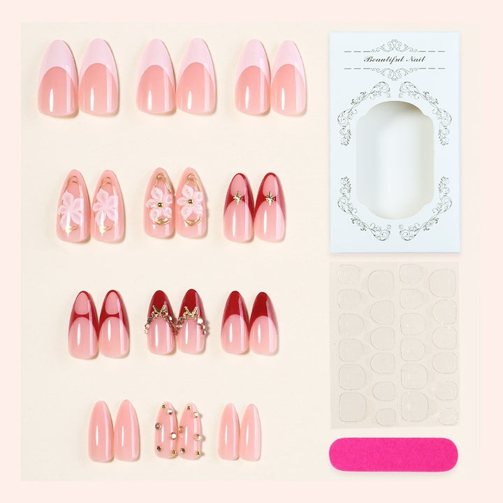 Acrylic nail set with floral accents and glamorous designs Kalsten