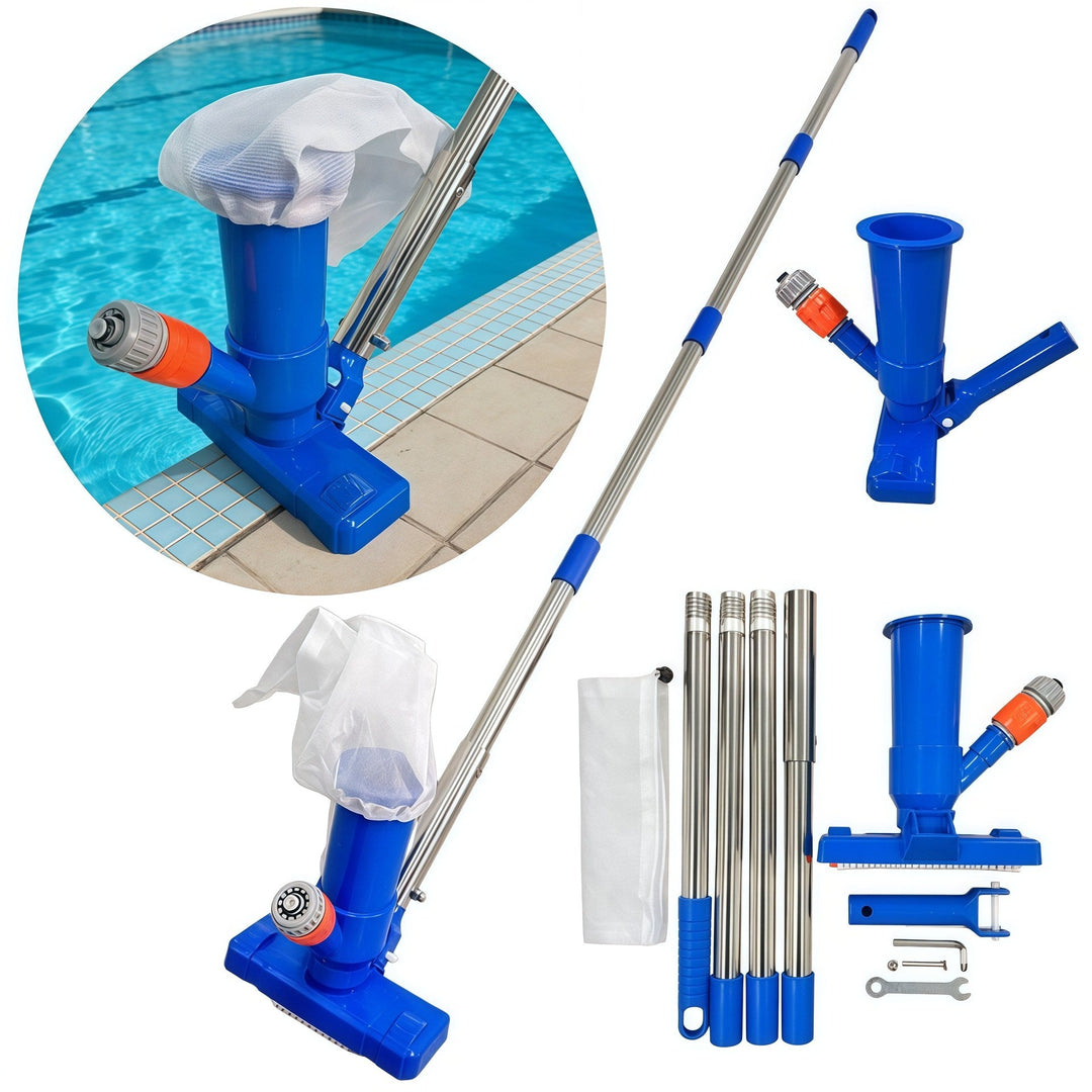 Telescopic stainless steel pool vacuum kit with brush head and fine mesh leaf bag Kalsten