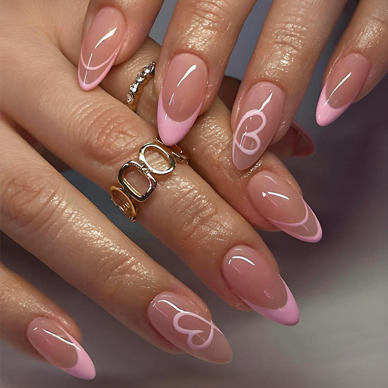 Acrylic Nail Set with Elegant French Tip and Romantic Accents Kalsten