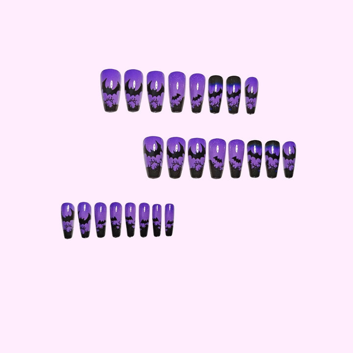 Halloween-Themed Gothic Bat Nail Art Design