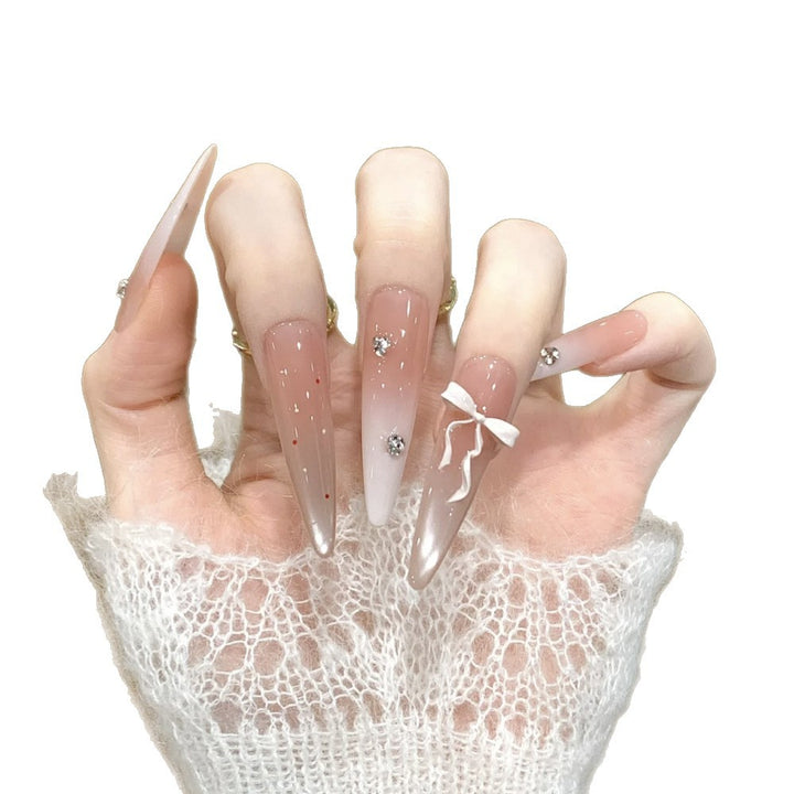 Elegant Stiletto Press-On Nail Set with Silver Embellishments Kalsten