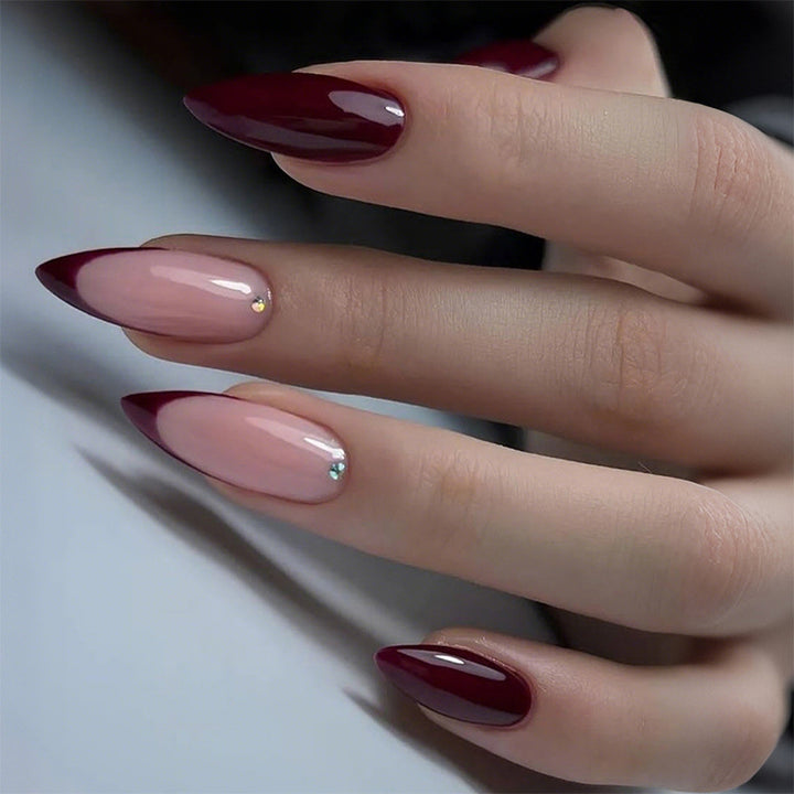 Premium Nail Art Press-On Set with Classic French Tip and Glitter Accents Kalsten