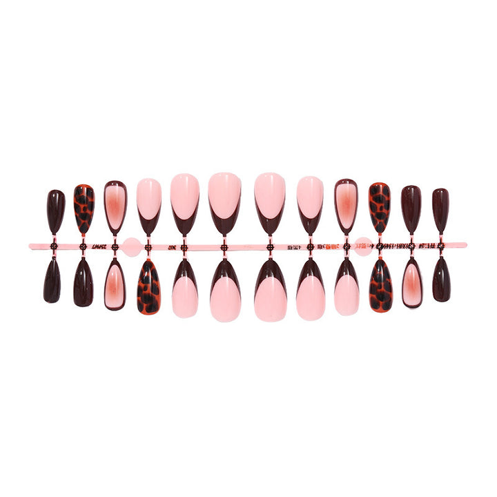 Stiletto-Shaped Press-On Nail Art Set with Tortoiseshell and French Tips