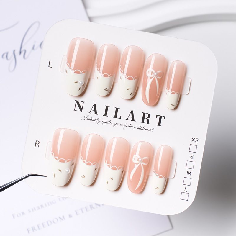 Artistic Stiletto Press-On Nail Set with Floral Embellishments Kalsten