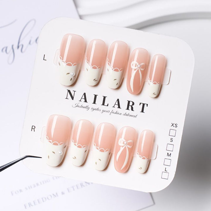 Artistic Stiletto Press-On Nail Set with Floral Embellishments Kalsten
