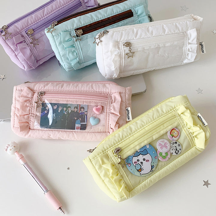 Star-Embellished Cosmetic Pencil Case