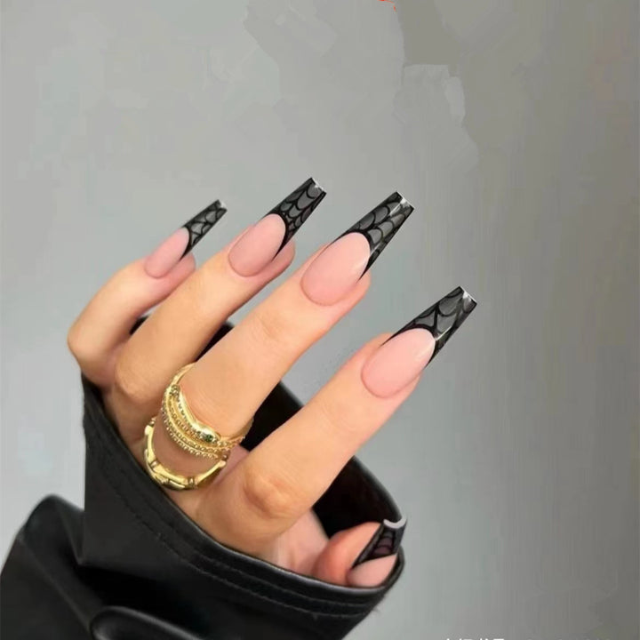 Artistic Stiletto Press-On Nails with Spider Web Design