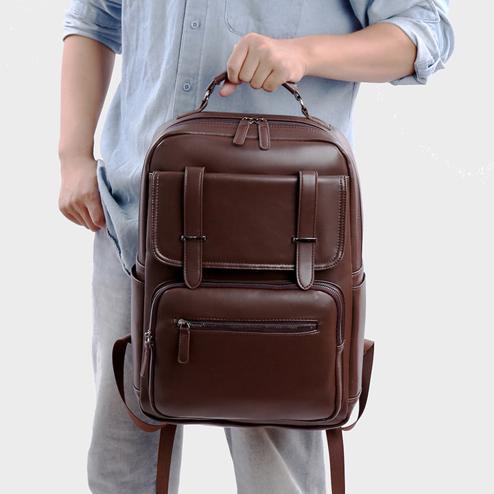 Stylish Multi-Compartment Leather Backpack Kalsten