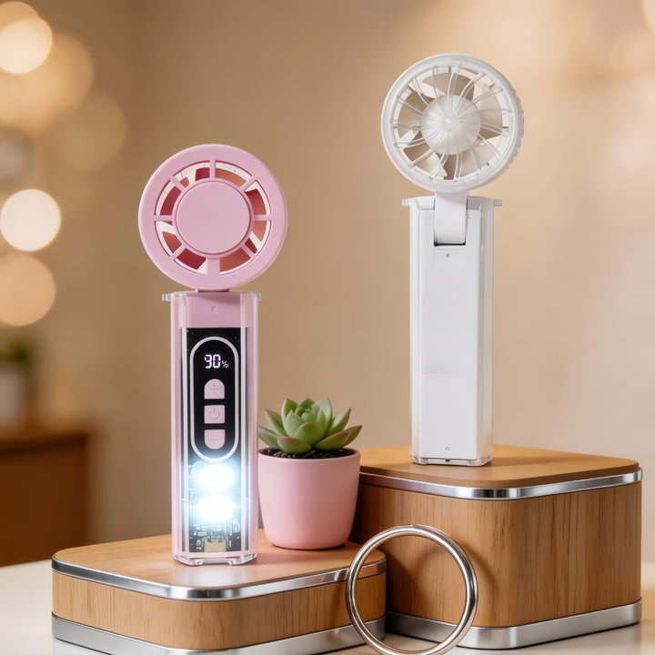 Ladies portable hand fan with USB connection and LED lighting Kalsten