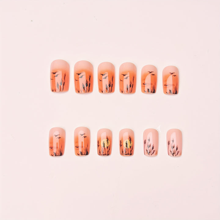 Artistic Sunset Landscape Nail Art Kalsten