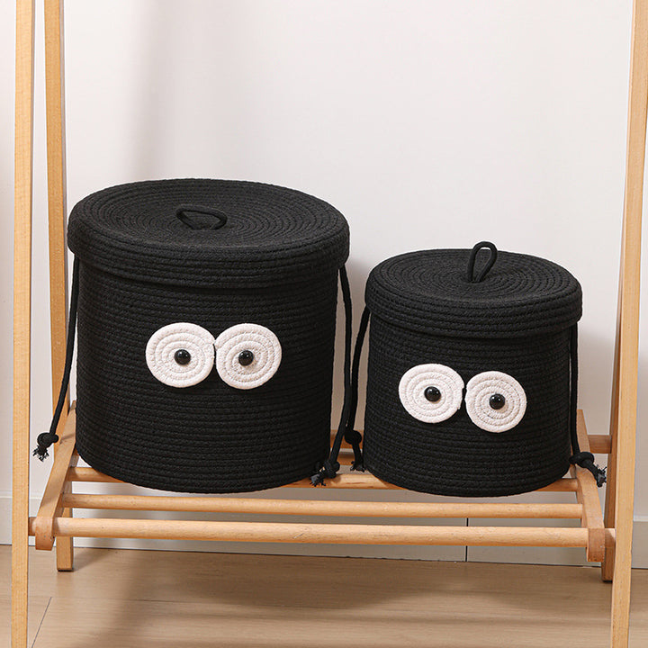 Women's Round Storage Basket with Lid and Eye Design Kalsten