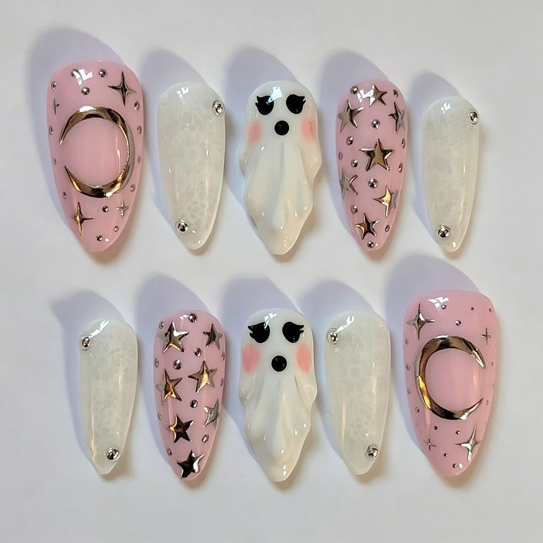 Artistic Halloween-Themed Press-On Nails Kalsten