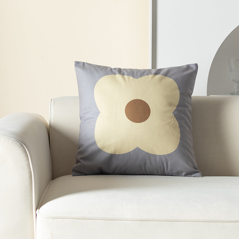 Square decorative cushion cover with large floral pattern and hidden zipper