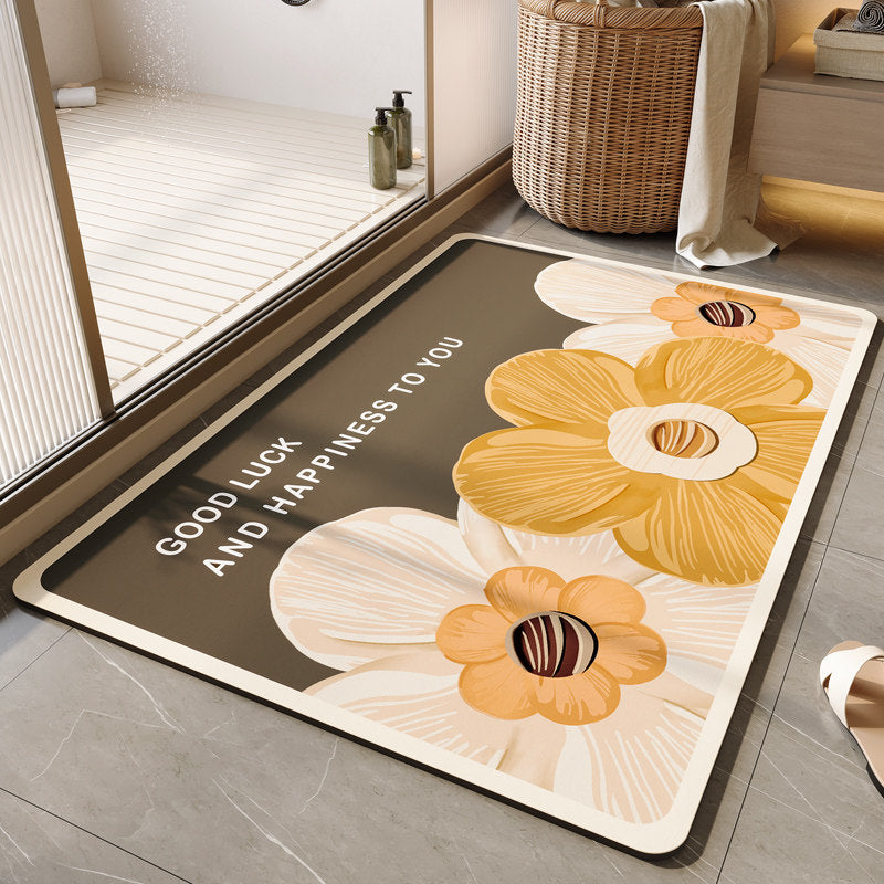 Floral-Themed Soft Bathroom Mat Kalsten