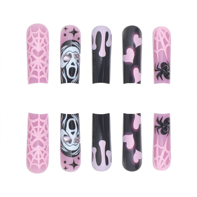 Artistic Halloween-Themed Press-On Nail Art Set Kalsten