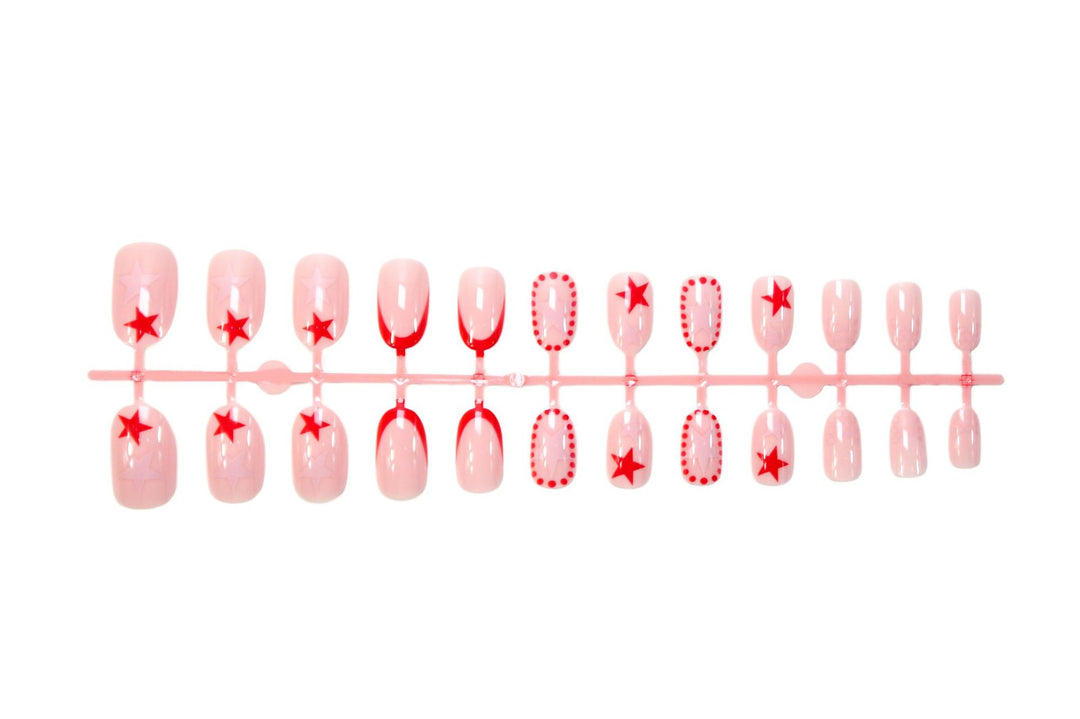Artificial nail set with creative star designs and glossy finish Kalsten