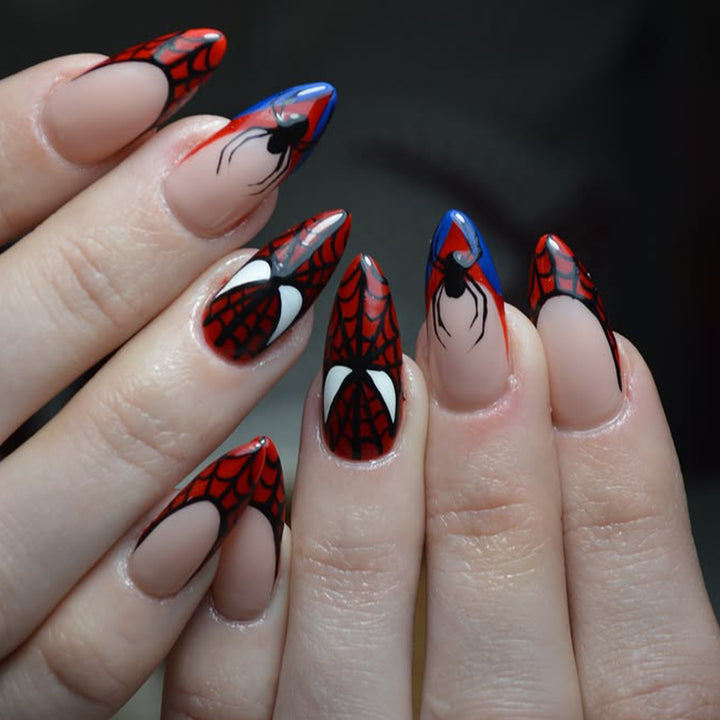Spider-Man Inspired Stiletto Nail Art Kalsten