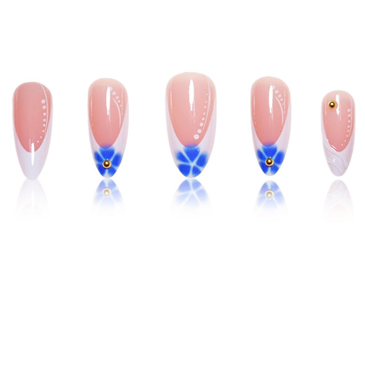 Sculpted French Tip Press-On Nail Extensions with Gem Accents Kalsten