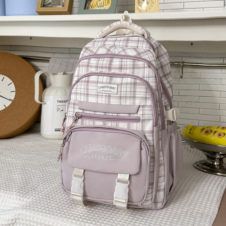 Stylish Plaid Pattern Backpack Kalsten