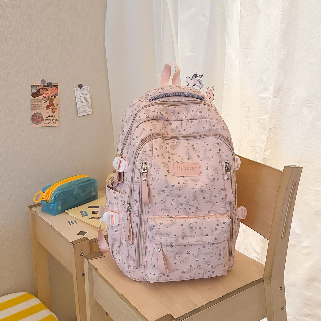 Stylish Multi-Compartment Star-Embellished Backpack Kalsten
