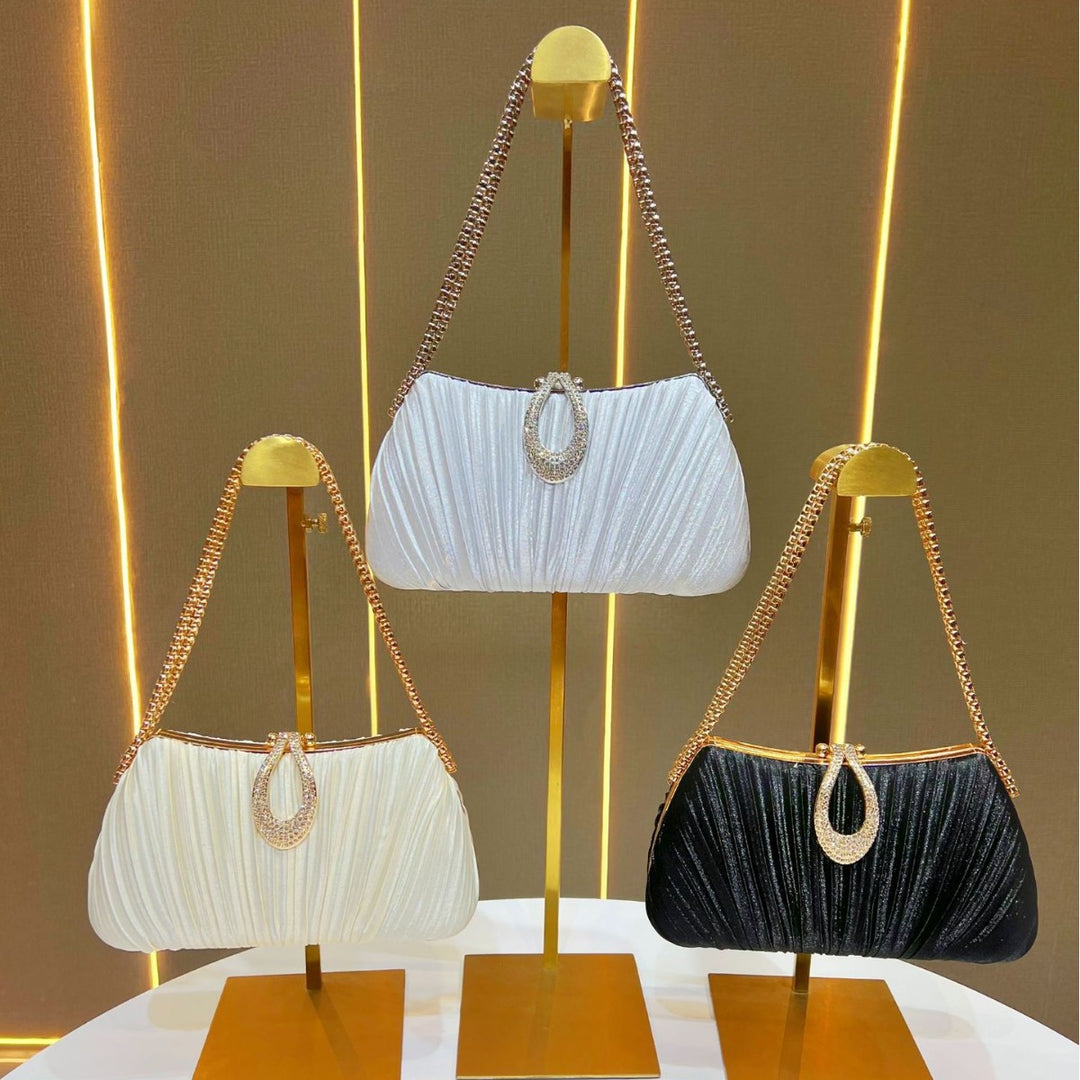 Pleated Satin Evening Handbag