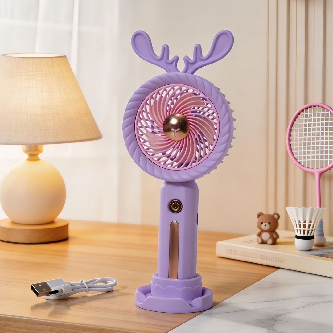Women Portable Handheld Fan with Creative Antler Design Kalsten