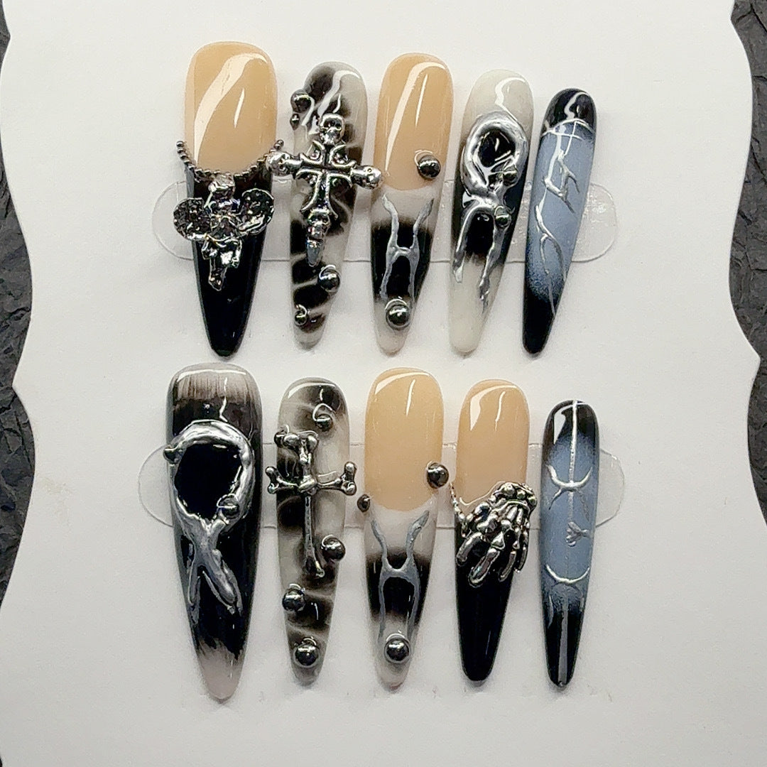 Gothic-Inspired Decorative Press-On Nail Set