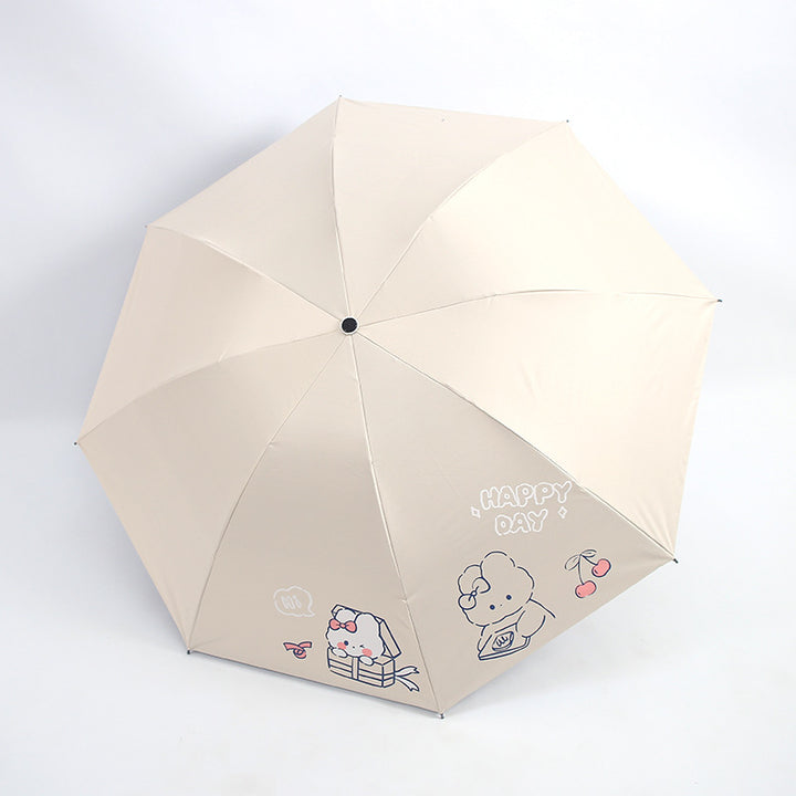 Ladies folding umbrella with playful design and cheerful Kalsten motif