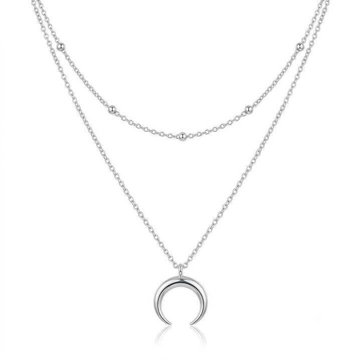 Layered Crescent Moon Pendant Necklace Kalsten