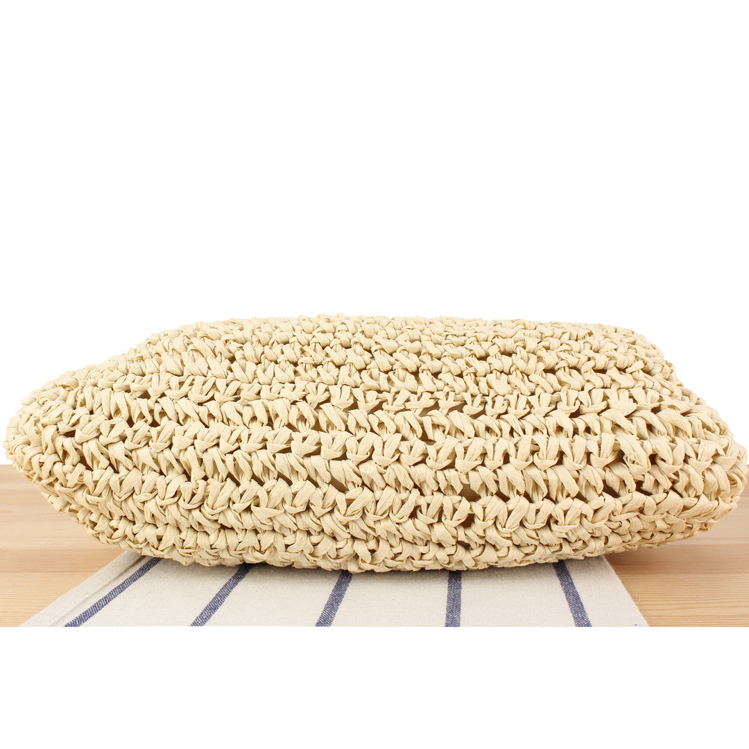 Shoulder bag made from handcrafted natural fibers with elegant chain decoration Kalsten