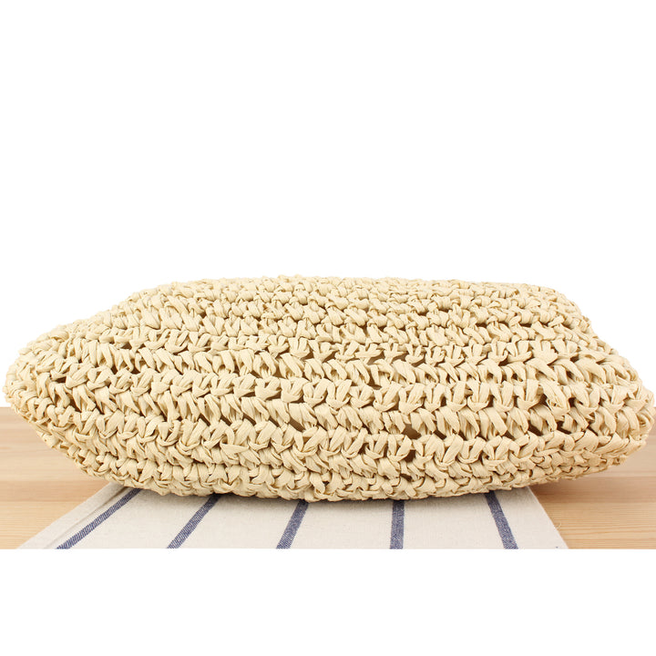 Shoulder bag made from handcrafted natural fibers with elegant chain decoration Kalsten
