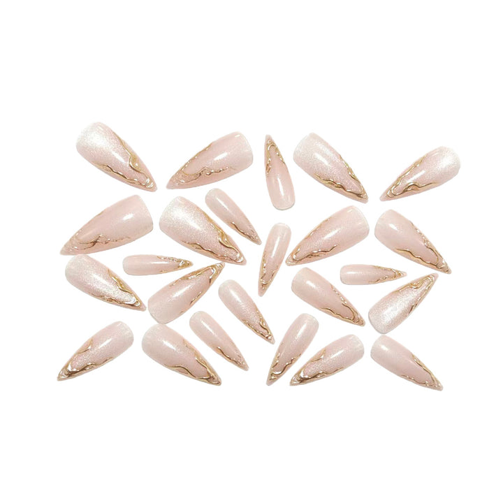 Artificial nails in elegant stiletto design with golden accents Kalsten