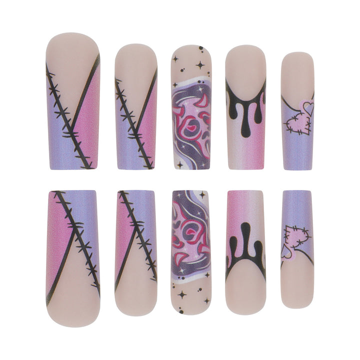 Artistic Stiletto Press-On Nails with Unique Graphic Design Kalsten