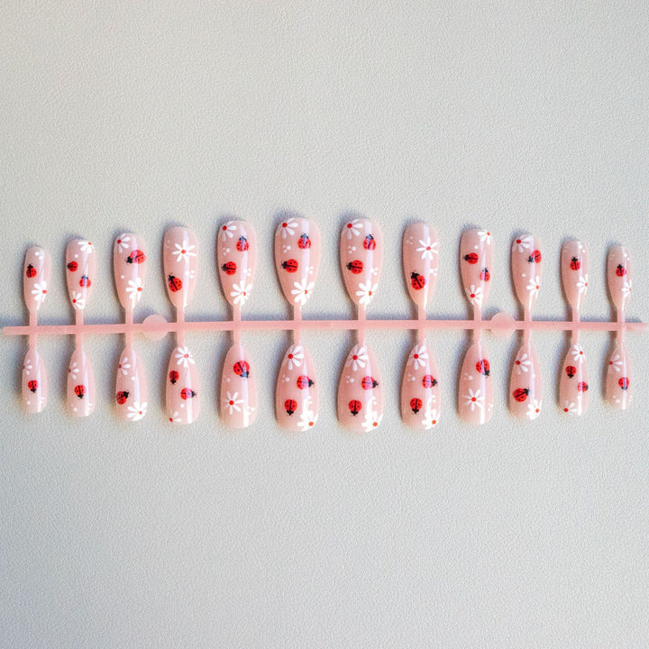 Ladybug Themed Acrylic Nail Art