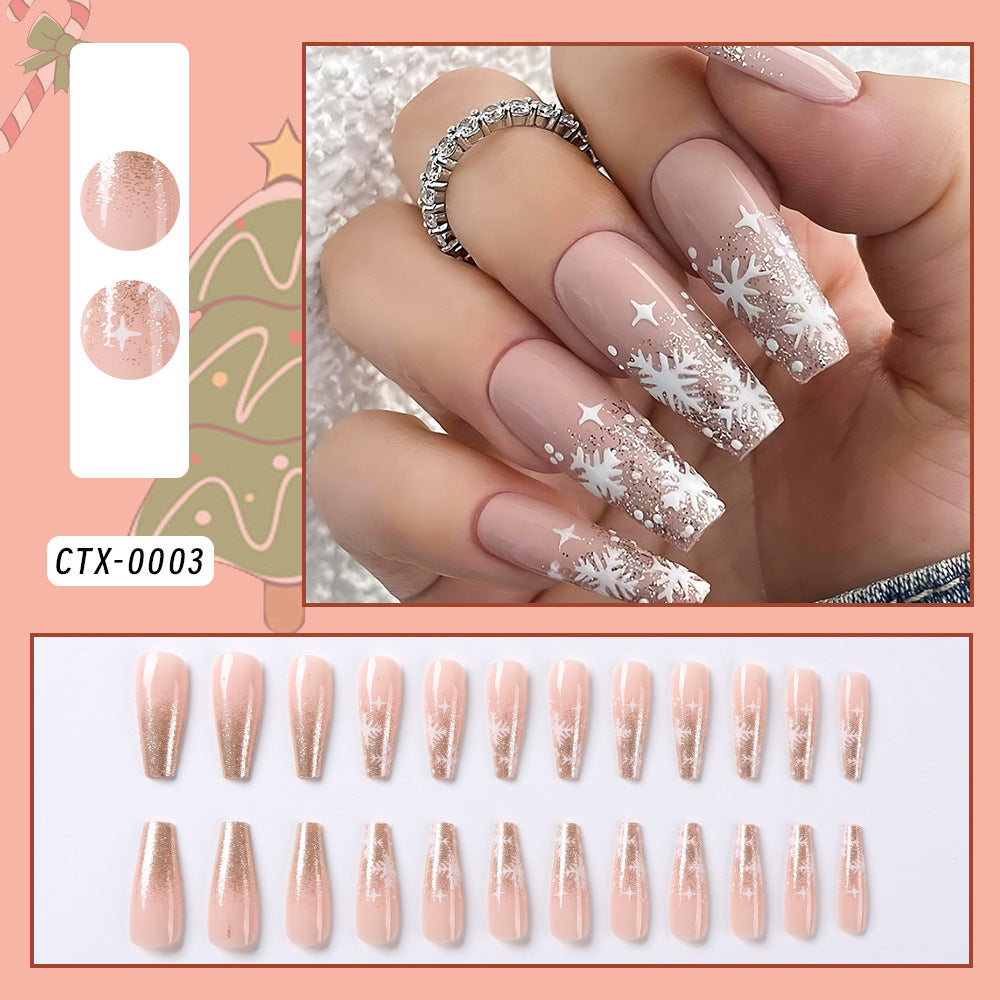 Festive Winter-Themed Press-On Nail Tips Set