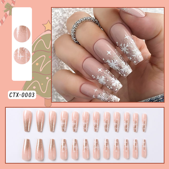 Festive Winter-Themed Press-On Nail Tips Set