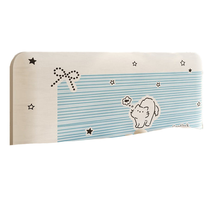 Padded Decorative Bed Headboard Slipcover with Cartoon Cat Stripe Panel