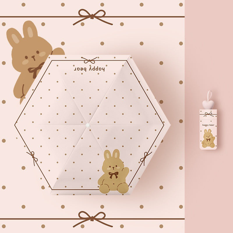 Ladies' kid-friendly folding umbrella with fun rabbit design Kalsten