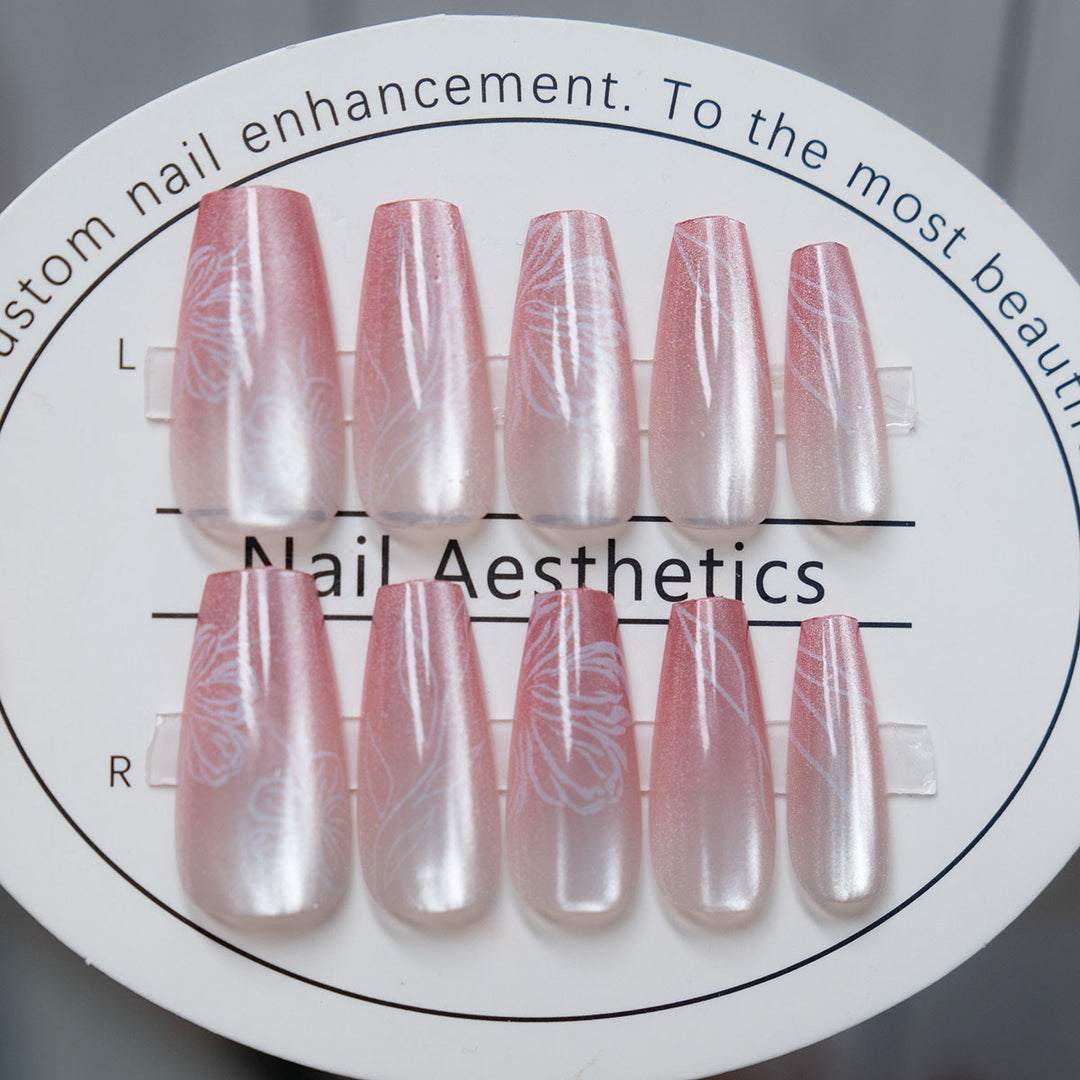 Floral Print Press-On Nail Set