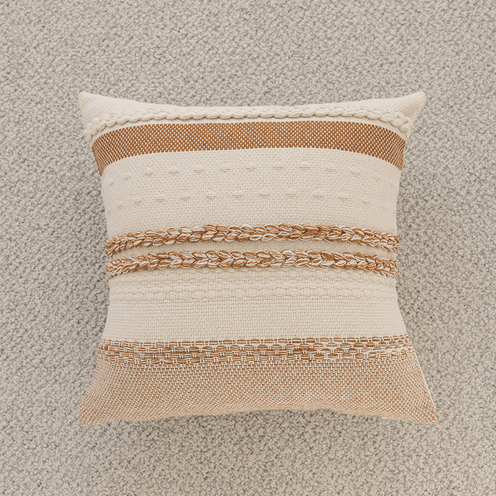 Woven Houndstooth Textured Square Throw Pillow Cover with Piped Edge and Concealed Zipper