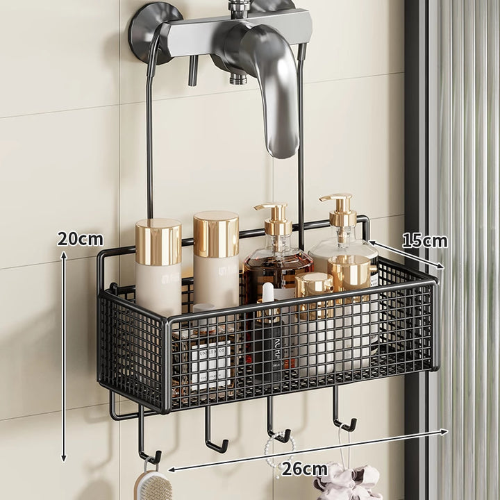 Overhead Faucet Hanging Mesh Shower Caddy with Hook Rack