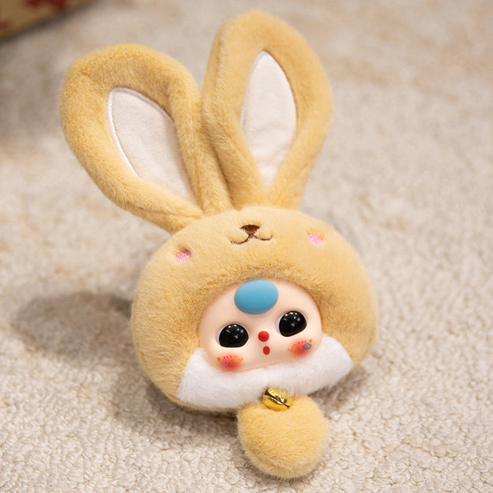 Bunny Plush Bag Charm with Bell and Collectible Resin Face Kalsten