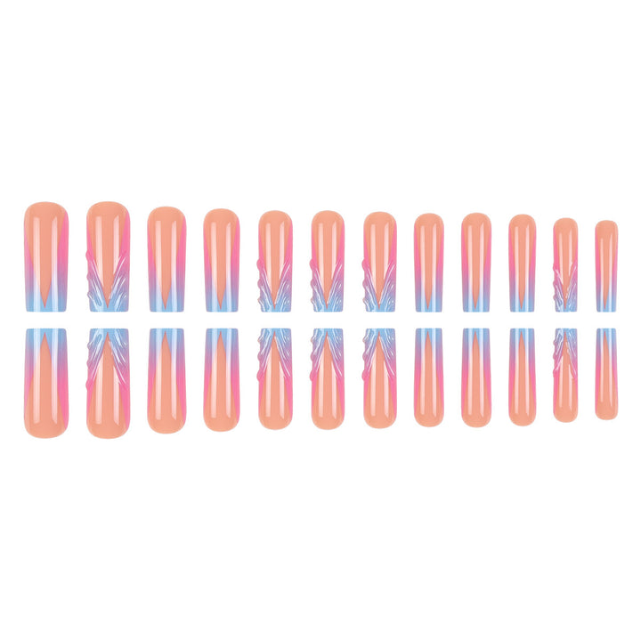 Artistic Stiletto Press-On Nail Set with Abstract Wave Design Kalsten