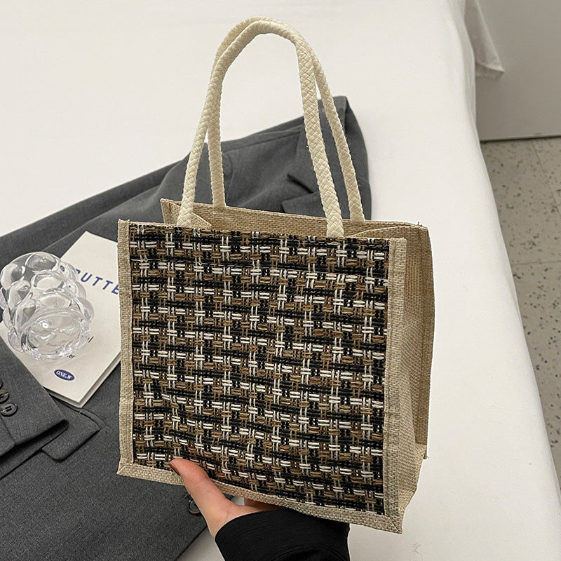 Bohemian Tote Bag with Decorative Pom Poms