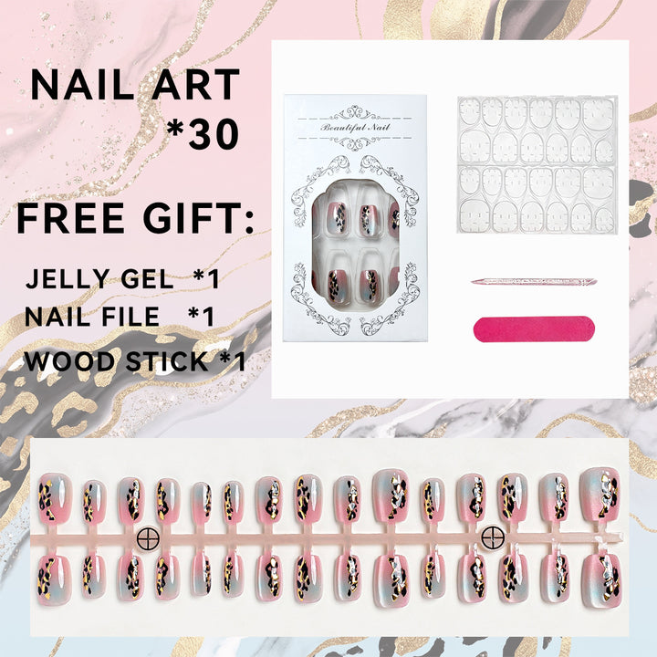 Artistic Press-On Nail Set with Floral Accents Kalsten