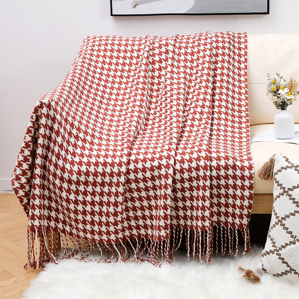 Stylish Houndstooth Pattern Throw Blanket Kalsten