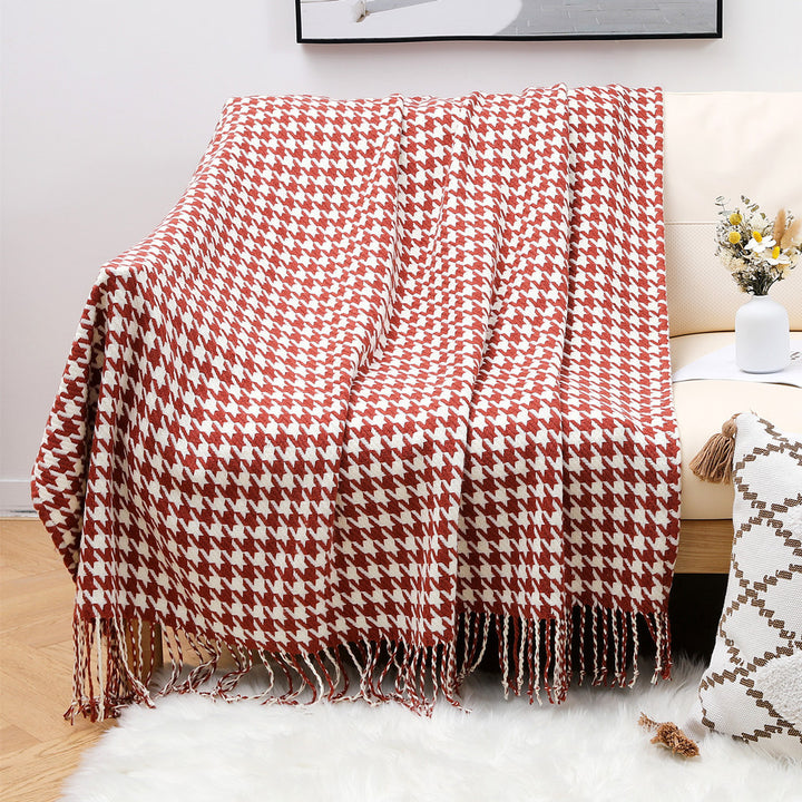 Stylish Houndstooth Pattern Throw Blanket Kalsten