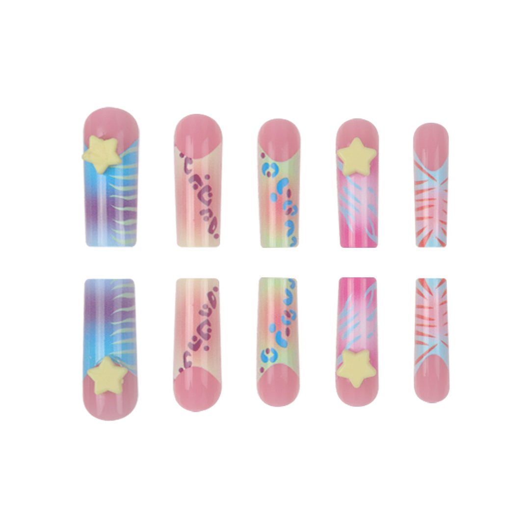 Artistic Press-On Nails with Vibrant Patterns Kalsten